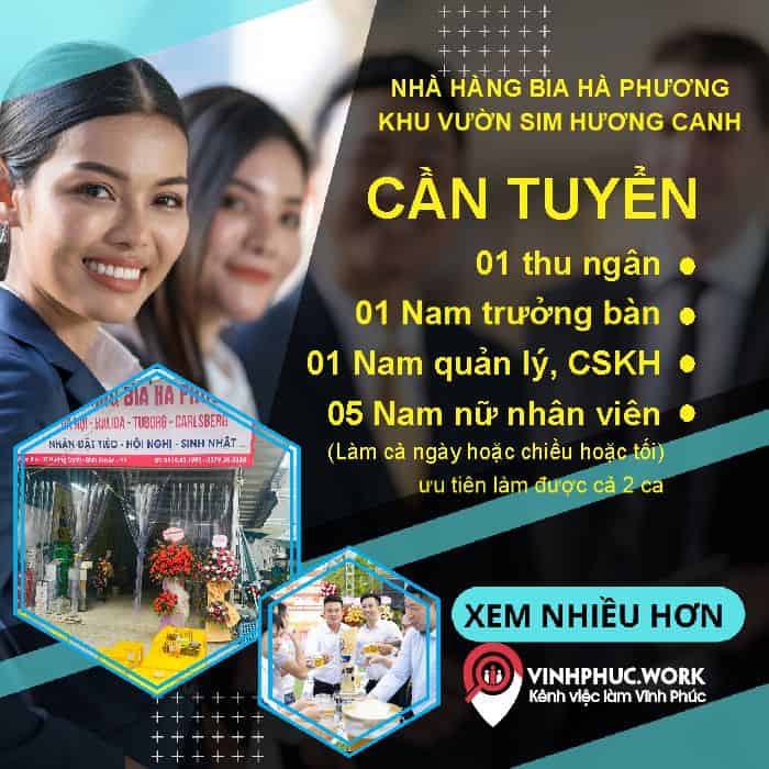Nha Hang Bia Ha Phuong Tuyen Quan Ly Cham Soc Khach Hang Thu Ngan Truong Ban Nhan Vien Theo Ca 2